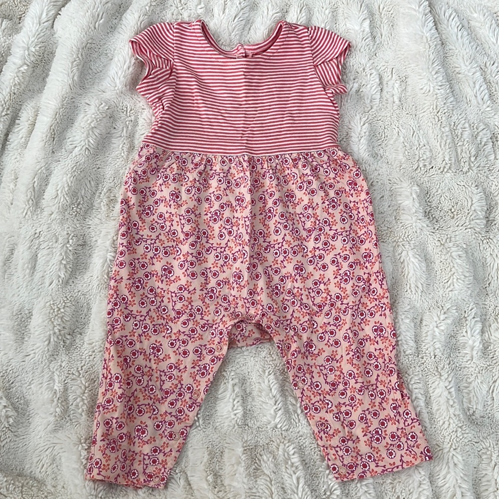 Tea Collection Floral and Striped Short-Sleeved Romper
